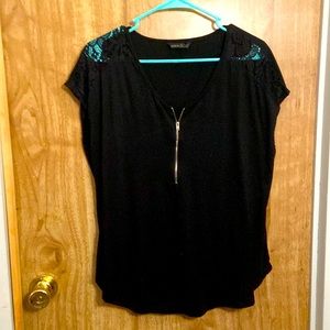 Lace Sleeves with quarter Zip up
